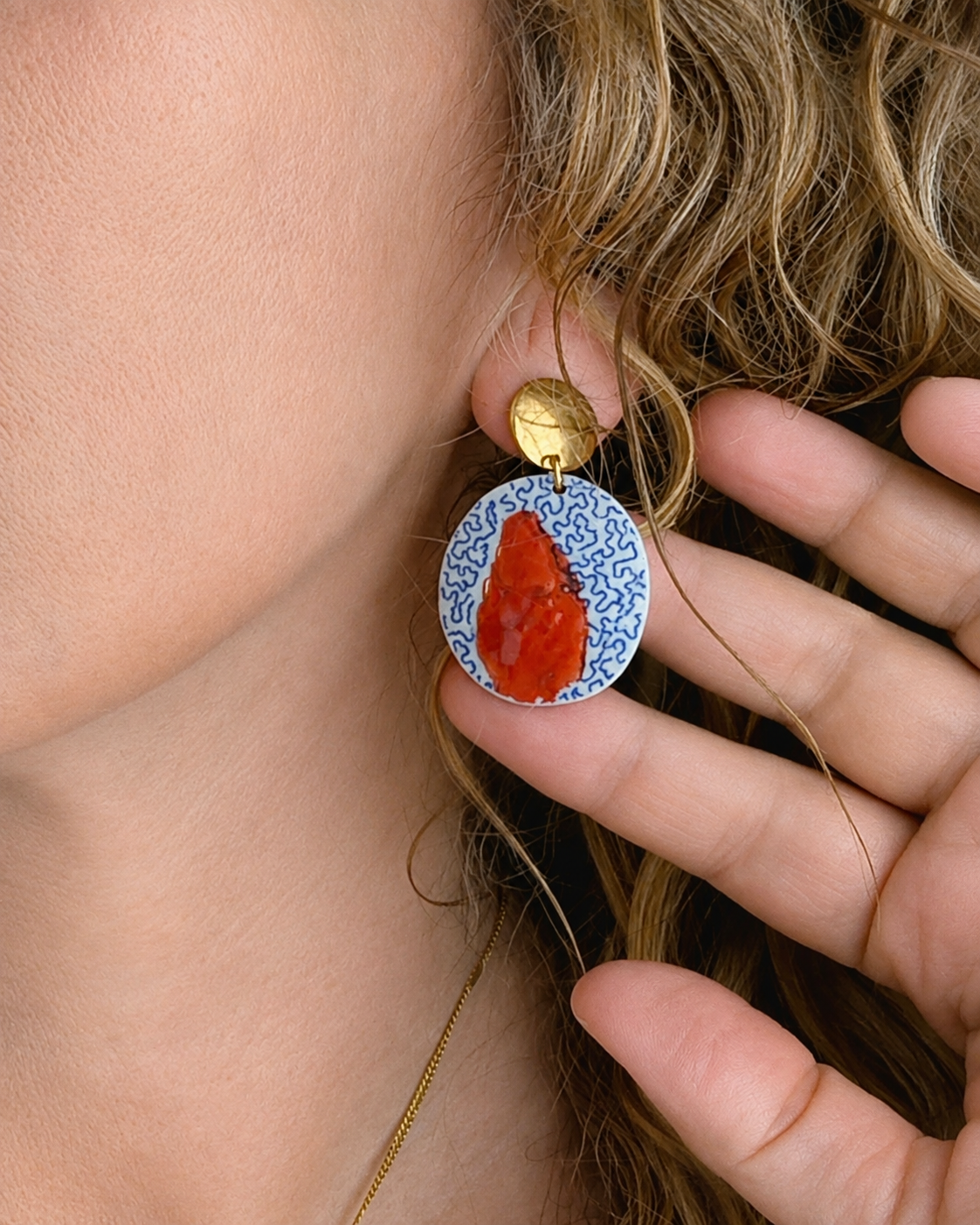 Pendientes Satsuma ondas coral - Imagen 2