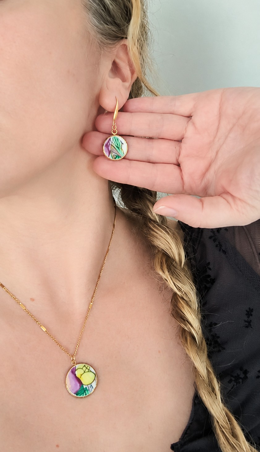 Pendientes camafeo Macao Mil Flores - Imagen 4